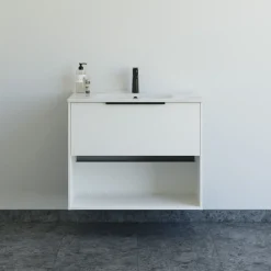 Vaskeskabe^Scanbad NOW vaskeskab m/én skuffe og åbent rum 65,8x81x45,5 cm mat hvid glat front