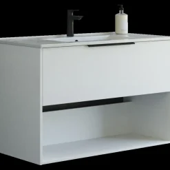 Vaskeskabe^Scanbad NOW vaskeskab m/én skuffe og åbent rum 65,8x81x45,5 cm mat hvid glat front