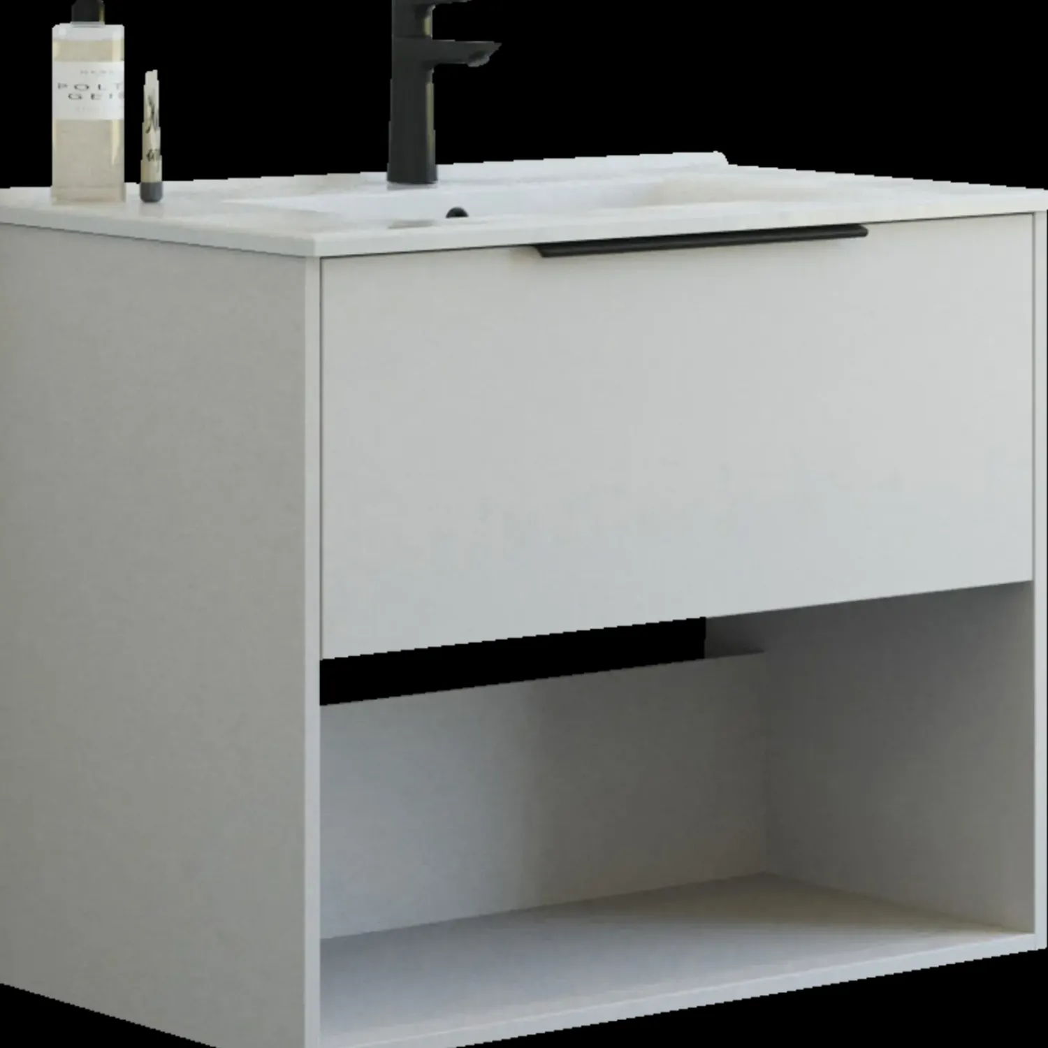 Vaskeskabe^Scanbad NOW vaskeskab m/én skuffe og åbent rum 65,8x101x45,5 cm mat sand glat front