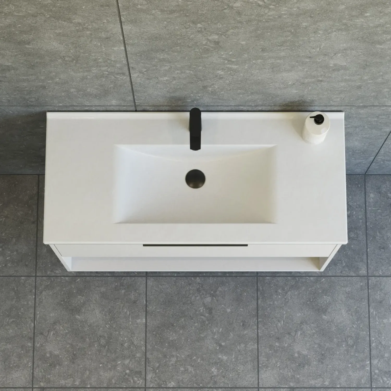 Vaskeskabe^Scanbad NOW vaskeskab m/én skuffe og åbent rum 65,8x101x45,5 cm mat sand glat front