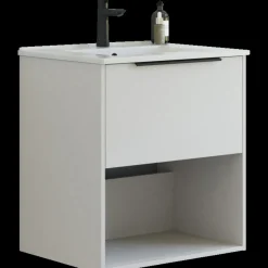 Vaskeskabe^Scanbad NOW vaskeskab m/én skuffe og åbent rum 65,8x101x45,5 cm mat sand glat front