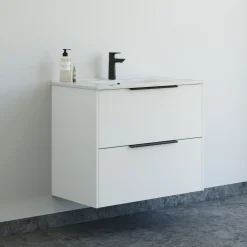 Clearance Scanbad NOW vaskeskab m/to skuffer 65,8x81x45,5 cm mat hvid glat front