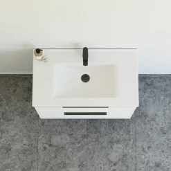 Clearance Scanbad NOW vaskeskab m/to skuffer 65,8x81x45,5 cm mat hvid glat front