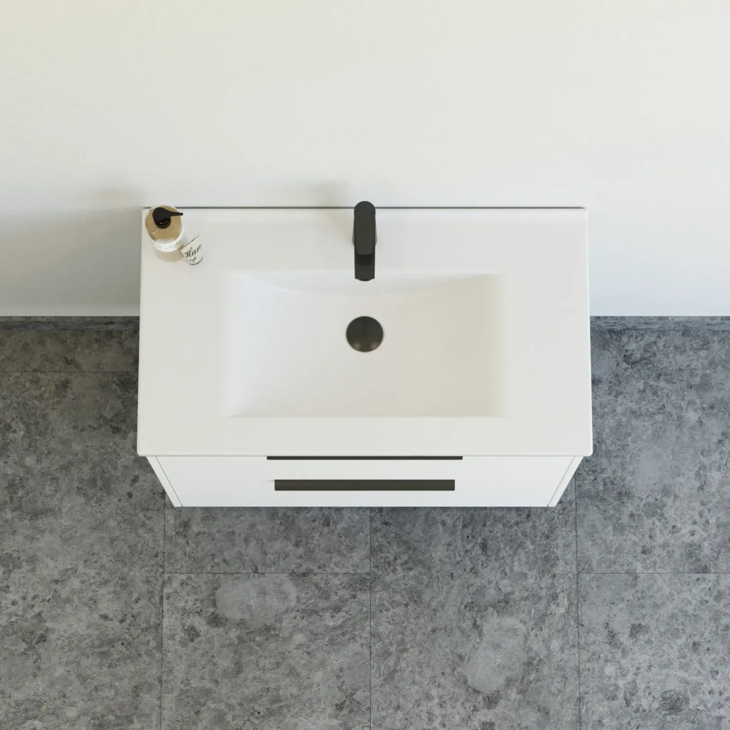 Clearance Scanbad NOW vaskeskab m/to skuffer 65,8x81x45,5 cm mat hvid glat front