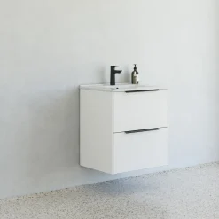 Clearance Scanbad NOW vaskeskab m/to skuffer 65,8x81x45,5 cm mat hvid glat front