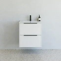 Clearance Scanbad NOW vaskeskab m/to skuffer 65,8x81x45,5 cm mat hvid glat front