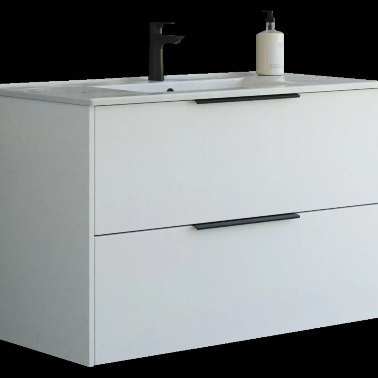 Clearance Scanbad NOW vaskeskab m/to skuffer 65,8x81x45,5 cm mat hvid glat front