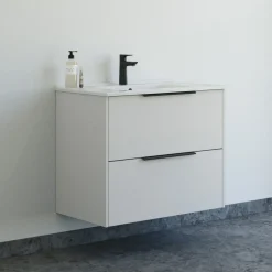 Vaskeskabe^Scanbad NOW vaskeskab m/to skuffer 65,8x81x45,5 cm mat sand glat front