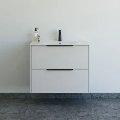 Vaskeskabe^Scanbad NOW vaskeskab m/to skuffer 65,8x81x45,5 cm mat sand glat front