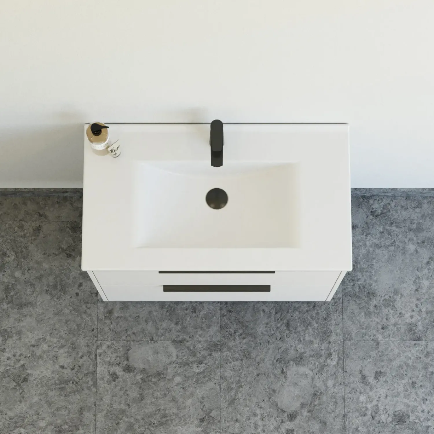 Vaskeskabe^Scanbad NOW vaskeskab m/to skuffer 65,8x81x45,5 cm mat sand glat front