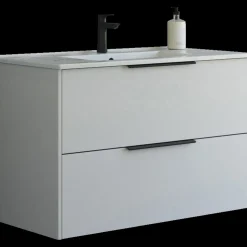 Vaskeskabe^Scanbad NOW vaskeskab m/to skuffer 65,8x81x45,5 cm mat sand glat front