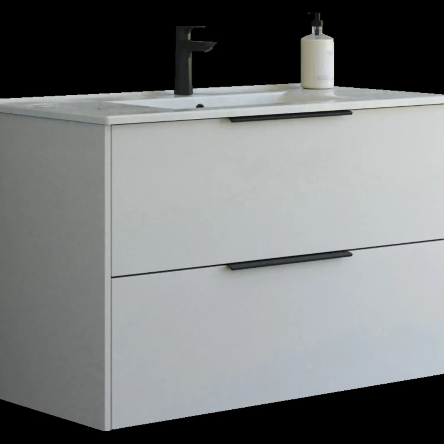 Vaskeskabe^Scanbad NOW vaskeskab m/to skuffer 65,8x81x45,5 cm mat sand glat front