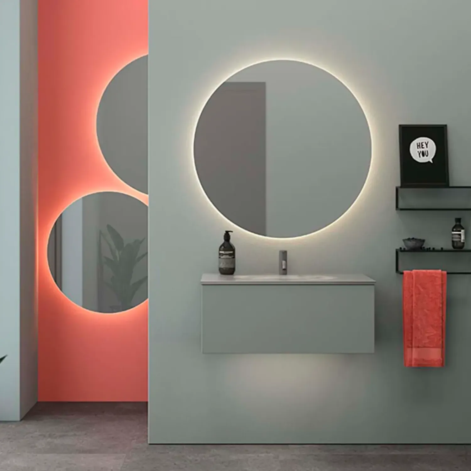 Discount Scanbad spejl med LED-lys rund Ø75 cm