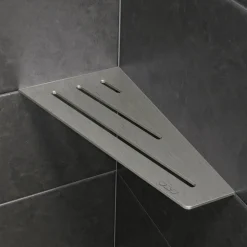 Schlüter Sæbehylder^-SHELF-E-S3 hjørnehylde 15x29,5 cm børstet rustfrit stål