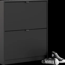 Clearance Tvilum Shoes skoskab m/2 klaplåger mat sort