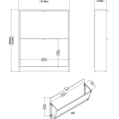 Clearance Tvilum Shoes skoskab m/2 klaplåger mat sort