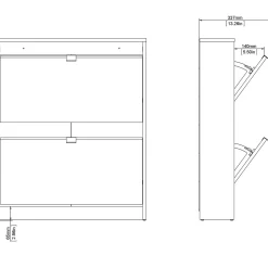 Clearance Tvilum Shoes skoskab m/2 klaplåger mat sort