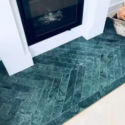 Marmorfliser^Sildebensfliser Marmor Verde Guatemala grønlig 6x40x1,2 cm