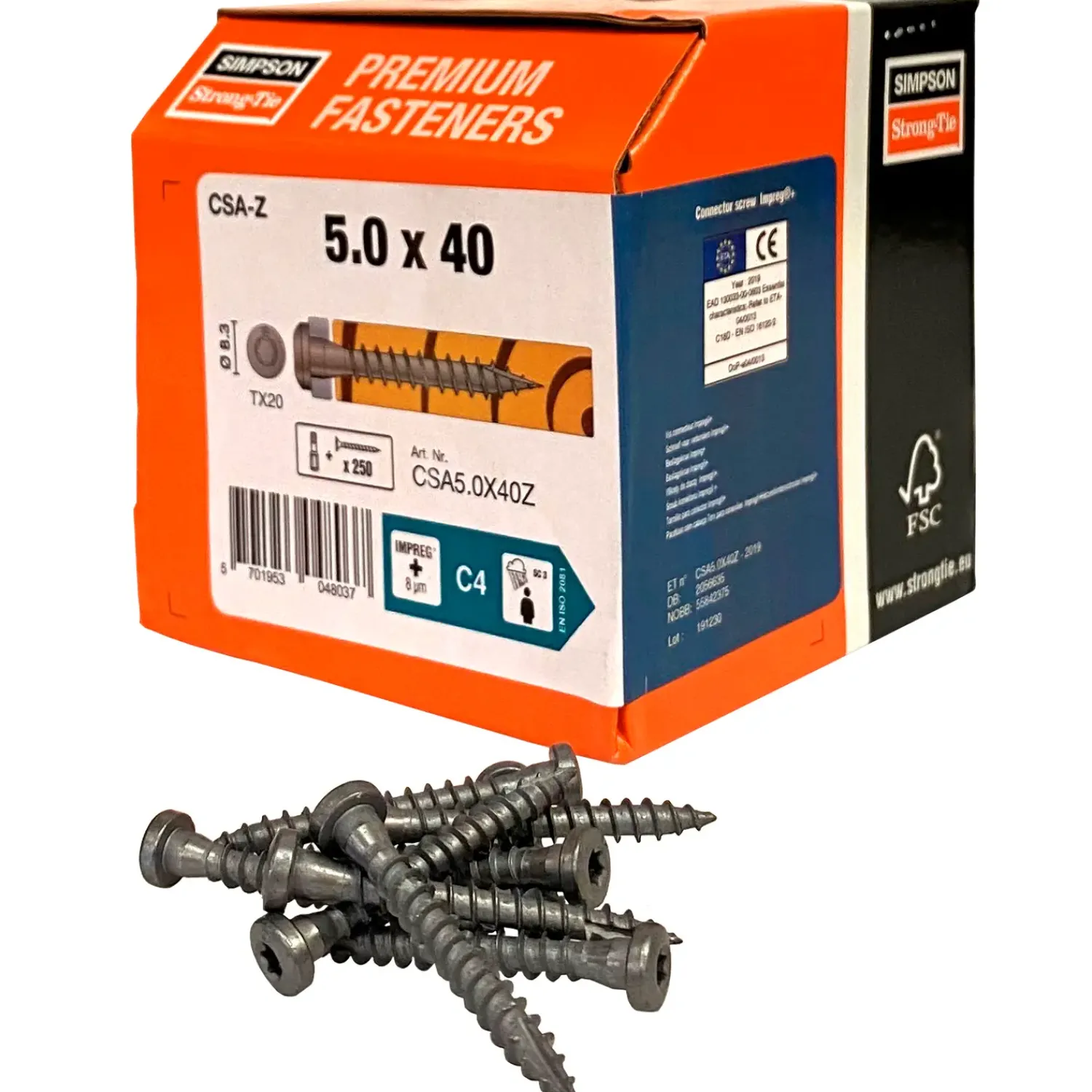 Bygningsbeslag^Simpson Impreg+ beslagskruer til udendørsbrug 4x40 mm