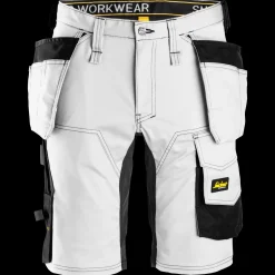 Online Snickers Allroundwork arbejdsshorts med hylsterlommer stretch hvid/sort str. 54