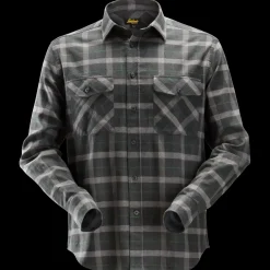 Skjorter^Snickers Allroundwork flannelskjorte med lange ærmer ternet gråmeleret str. 2XL