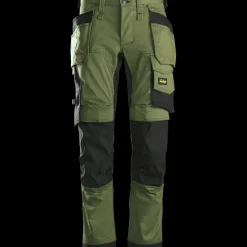 Snickers Arbejdsbukser^AllroundWork stretchbukser khaki grøn/sort str. 52