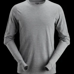 T-Shirts^Snickers Allroundwork t-shirt langærmet uld lys gråmeleret str. L