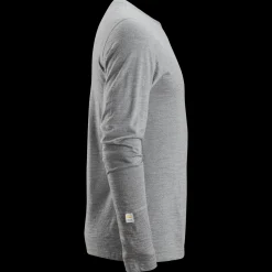 T-Shirts^Snickers Allroundwork t-shirt langærmet uld lys gråmeleret str. L