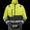 Snickers hi-vis trøje med gennemgående lynlås, klasse 2 gul/sort str. XL