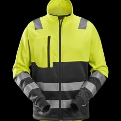Snickers hi-vis trøje med gennemgående lynlås, klasse 2 gul/sort str. XL