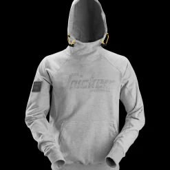 Sale Snickers Workwear hættetrøje logo lys gråmeleret str. S