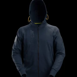 Clearance Snickers Workwear hættetrøje logo med lynlås navy str. L