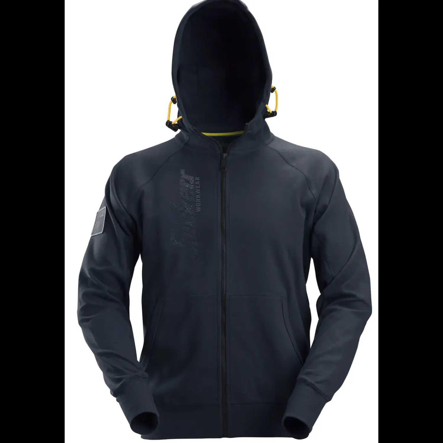 Clearance Snickers Workwear hættetrøje logo med lynlås navy str. L