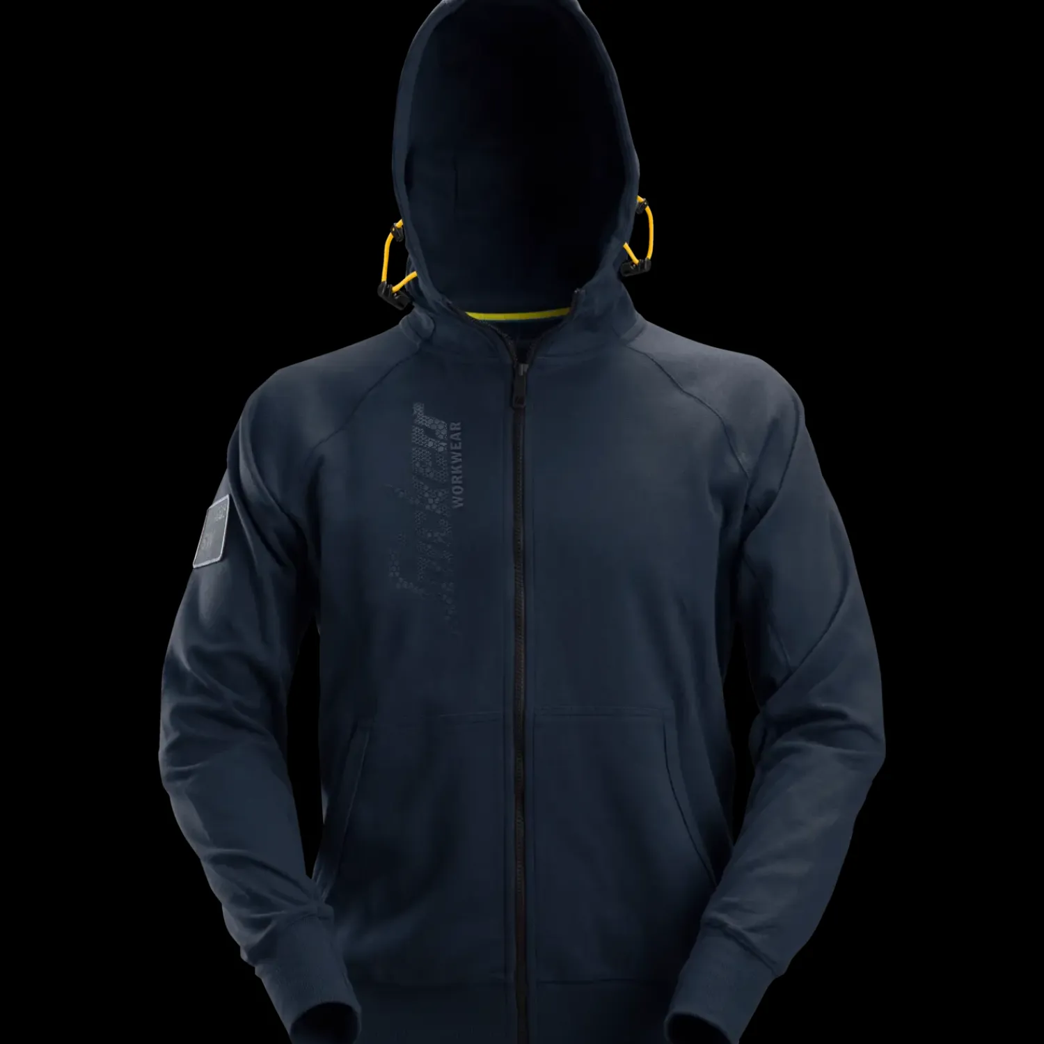 Clearance Snickers Workwear hættetrøje logo med lynlås navy str. L