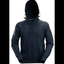 Clearance Snickers Workwear hættetrøje logo med lynlås navy str. L