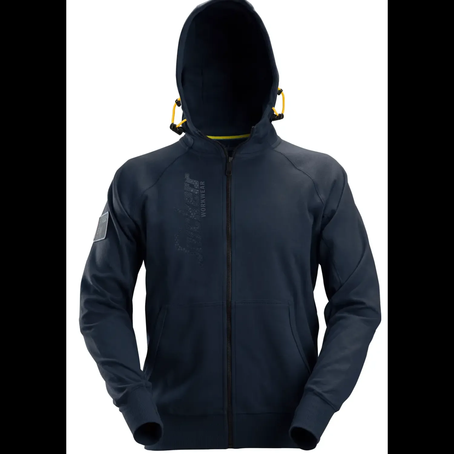 Clearance Snickers Workwear hættetrøje logo med lynlås navy str. L