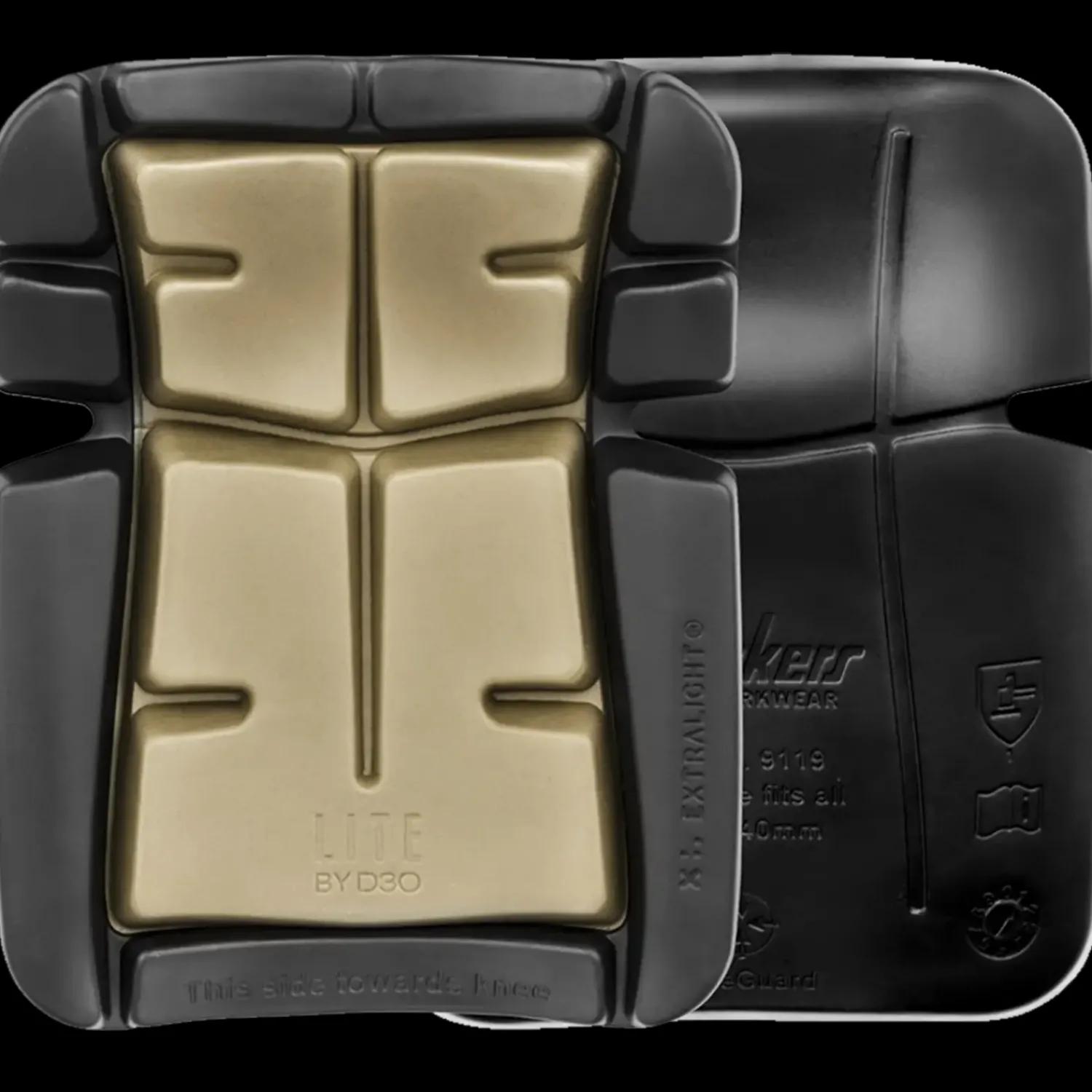 Best Snickers Workwear knæpude D3O Lite til gulvlæggere sort/sand str. One size