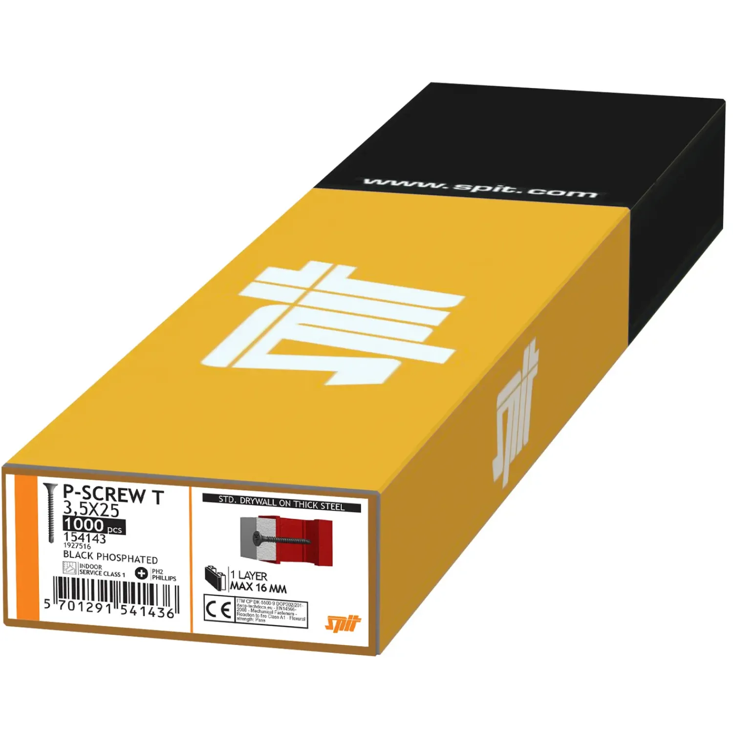 New Spit gipspladeskrue t/træ og 2,5 stål 3,9x25 1000 stk.