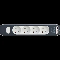 4-stikdåse med ledning og USB A+C 1,4m