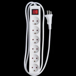 E-Line Stikkontakter Og Afbrydere^Stikdåse 6-vejs m/jord 1,5 m hvid