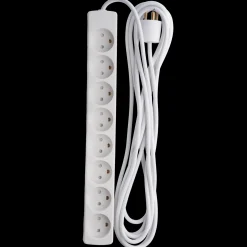 E-Line Stikkontakter Og Afbrydere^Stikdåse 8-vejs m/jord 5 m hvid