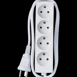 E-Line Stikkontakter Og Afbrydere^Stikdåse 4-vejs m/jord børnesikker 1,5 m hvid