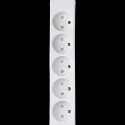 E-Line Stikkontakter Og Afbrydere^Stikdåse 5-vejs m/jord børnesikker hvid