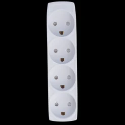 New E-Line Stikdåse 4-vejs m/jord hvid