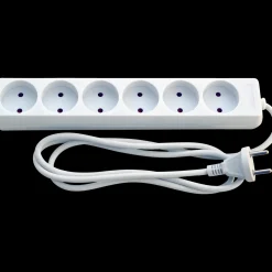 E-Line Kabler Og Ledninger^Stikdåse 6-vejs u/jord 1,5 m hvid