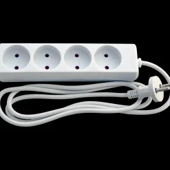 E-Line Stikkontakter Og Afbrydere^Stikdåse 4-vejs u/jord børnesikker 1,5 m hvid