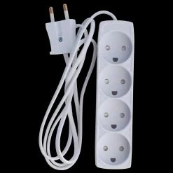 Hot E-Line Stikdåse 4-vejs u/jord børnesikker 1,5 m hvid