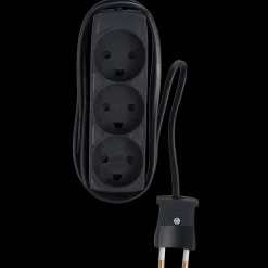 E-Line Stikkontakter Og Afbrydere^Stikdåse 3-vejs u/jord børnesikker 1,5 m sort