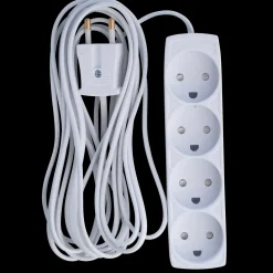 New E-Line Stikdåse 4-vejs  u/jord børnesikker 5 m hvid