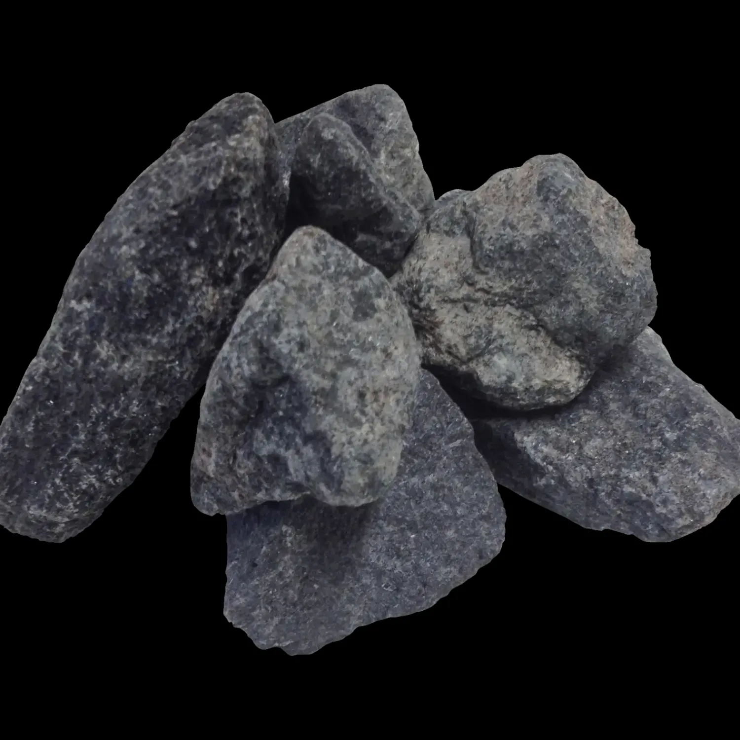 Granit.dk Bigbags|Granitskærver^Store sorte granitskærver 32/45 mm (jernbaneskærver). BigBag á 1000 kg